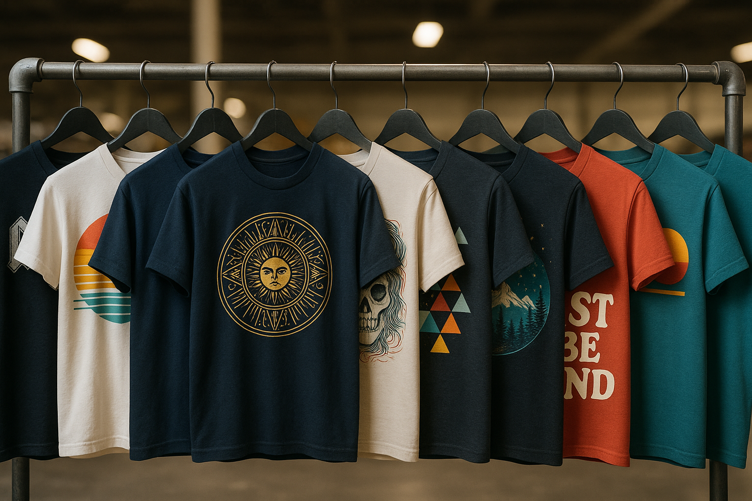 we need a close up on the rack, give the shirts a design.
